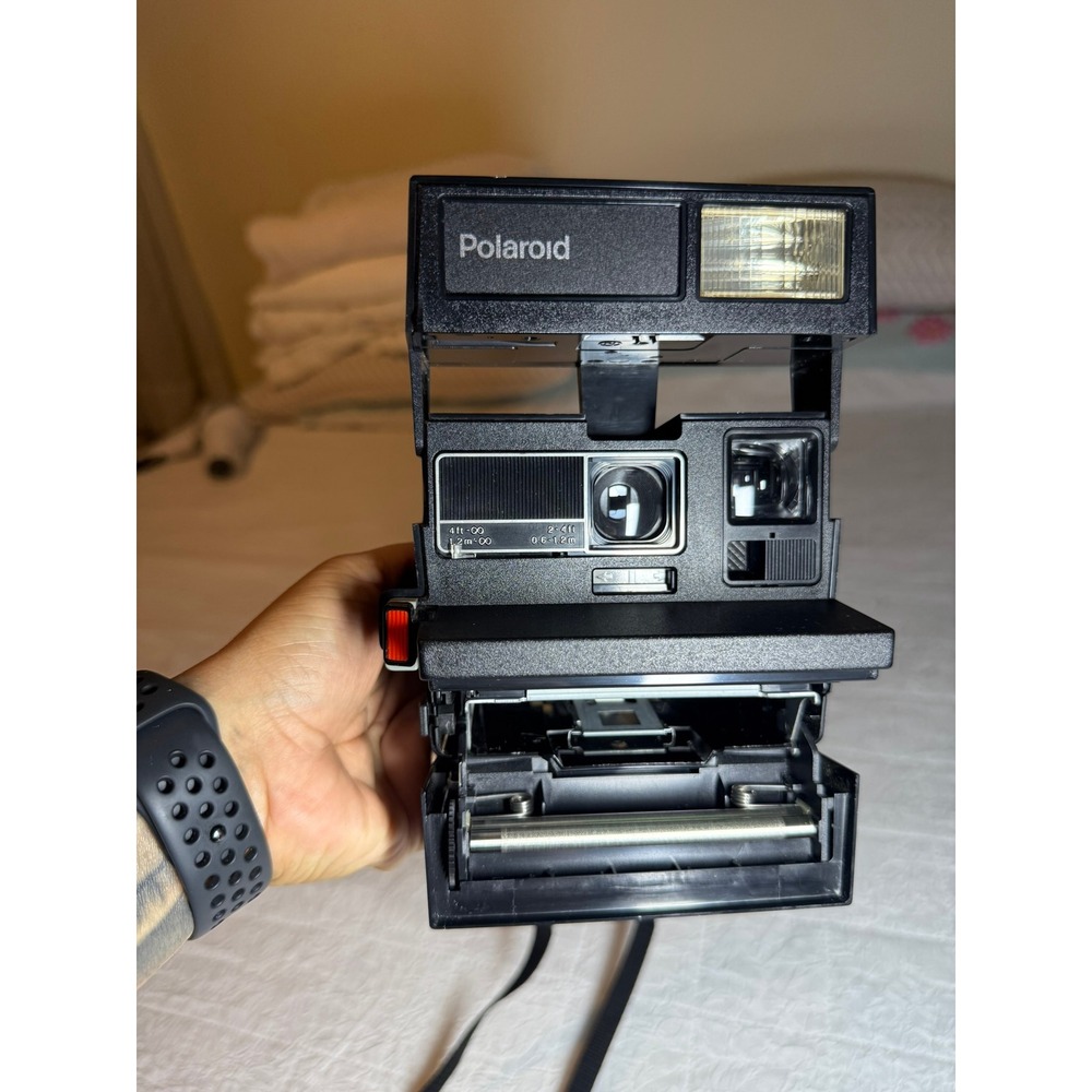Polaroid 600 Business Edition Instant Film Camera Black Vintage Working w/ Strap
